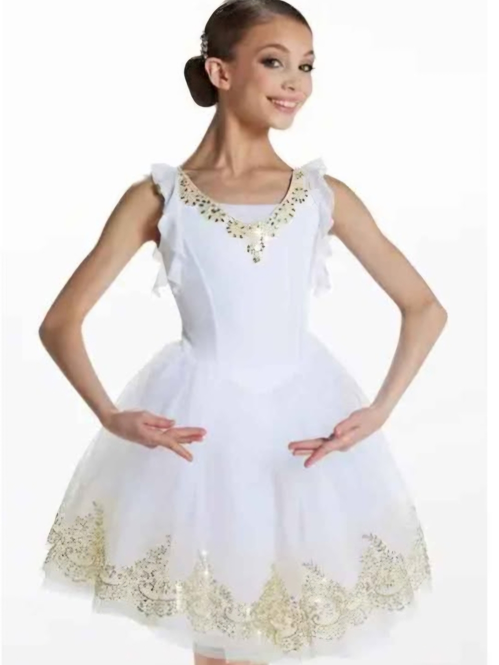 Weissman "The Last Waltz" White Gold Sequin Tutu Dance Costume Dress Size 5 6 7